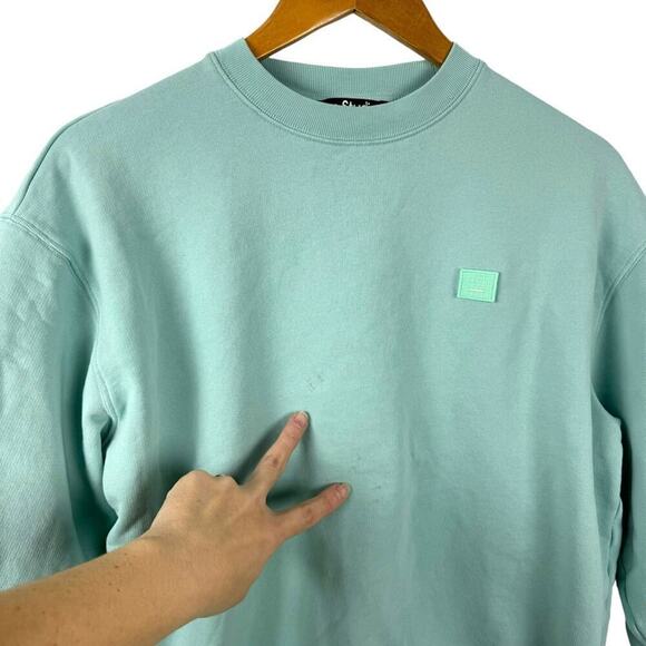 Acne Studios Fairah Face Patch Cotton Sweatshirt Mint Size XXS - Picture 7 of 16